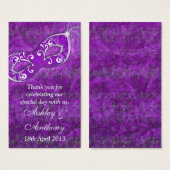 パープルシルバーマスカレード結婚式の引き出物ラベル (正面&裏面)
