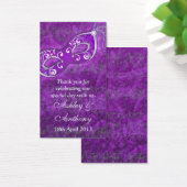 パープルシルバーマスカレード結婚式の引き出物ラベル (デスク)