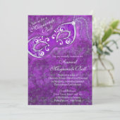 パープルシルバーマルディグラスマスカレードボールパーティー 招待状 (スタンド正面)