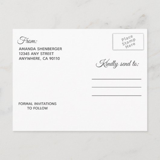 パープルシルバーメイスンジャー結婚式の日付を保存 案内ポストカード (裏面)