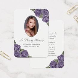 パープルシルバーメモリアル葬儀祈りの言葉カード