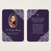 パープルシルバーメモリアル葬儀祈りの言葉カード (正面&裏面)