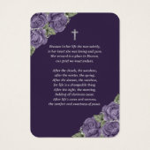 パープルシルバーメモリアル葬儀祈りの言葉カード (裏面)