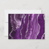 パープルシルバーモダンアゲート結婚ト文字 出欠カード (裏面)