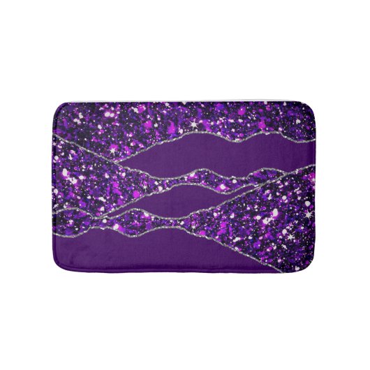 パープルシルバーラグジュアリーエレガントリキッドテクスチャ バスマット (正面)