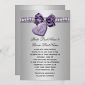 パープルシルバーリフェイクボンダイヤモンドハートロックWe 招待状 (正面/裏面)
