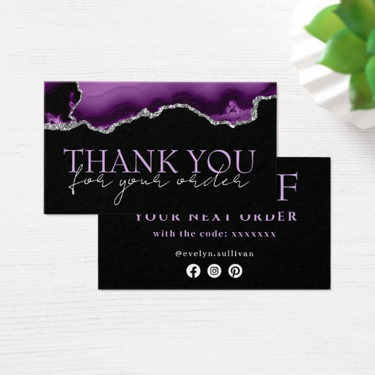 パープルシルバー感謝していアゲート割引カード (デスク)