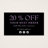 パープルシルバー感謝していアゲート割引カード (裏面)