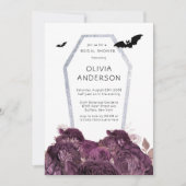 パープルシルバー牡丹棺こうもりブライダルシャワー 招待状 (正面)