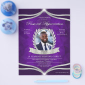 パープルシルバー牧師の感謝の教会サービス チラシ (シングル)