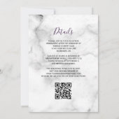 パープルシルバー瑪瑙の大理石QRコード結婚ズ 招待状 (裏面)