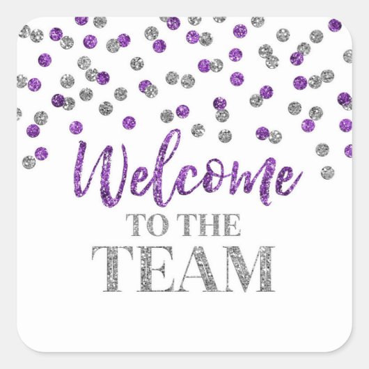 パープルシルバー紙吹雪へようこそ スクエアシール (正面)