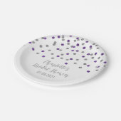 パープルシルバー紙吹雪ブライダルシャワープレート ペーパープレート (アングル)