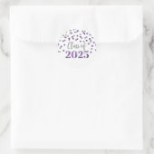 パープルシルバー紙吹雪卒業2025 ラウンドシール (バッグ)