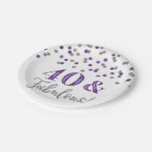 パープルシルバー紙吹雪40と素晴らしい誕生日 ペーパープレート (アングル)