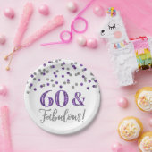 パープルシルバー紙吹雪60と素晴らしい ペーパープレート (パーティー)