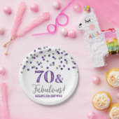 パープルシルバー紙吹雪70と素晴らしい誕生日 ペーパープレート (パーティー)