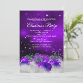 パープルシルバー金ゴールドホリーボードクリスマスクリスマスパーティー2 招待状 (スタンド正面)