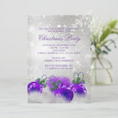 パープルシルバー金ゴールドホリーボードクリスマスクリスマスパーティー 招待状 (スタンド正面)