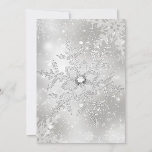 パープルシルバー金ゴールドホリーボードクリスマスクリスマスパーティー 招待状 (裏面)