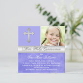 パープルシルバー1st聖餐式フォト招待状 招待状 (スタンド正面)