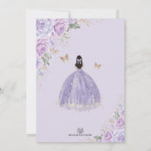 パープルシルバー キンセアニエラ バタフライ プリンセス パーティー 招待状 (裏面)