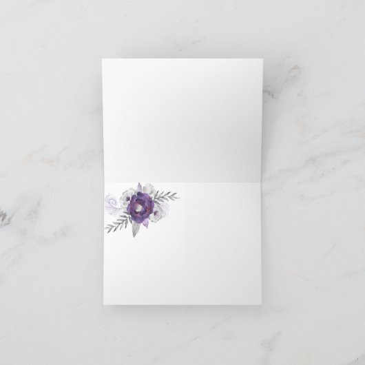パープルシルバー 水彩画の感謝カード 3963 サンキューカード (内部)