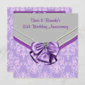 パープルシルバー 25周年結婚記念日パーティー 招待状 (正面/裏面)
