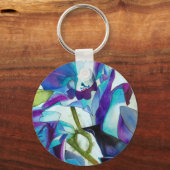 パープルシンガポールオーキッド花の水彩画 キーホルダー (正面)