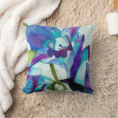 パープルシンガポールオーキッド花の水彩画 クッション (ブランケット)