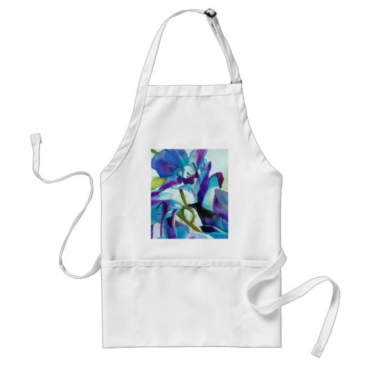 パープルシンガポールオーキッド花の水彩画 スタンダードエプロン (正面)