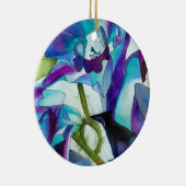 パープルシンガポールオーキッド花の水彩画 セラミックオーナメント (右)