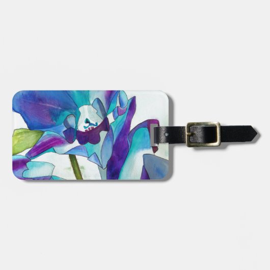 パープルシンガポールオーキッド花の水彩画 ラゲッジタグ (正面横)