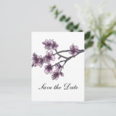 パープルシンプルさくらんぼの花々が日を守る 案内ポストカード (スタンド正面)