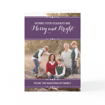 パープルシンプルシックなホリデーフォトカード