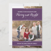 パープルシンプルシックなホリデーフォトフラットカード シーズンカード (正面)