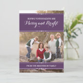 パープルシンプルシックなホリデーフォトフラットカード シーズンカード (スタンド正面)