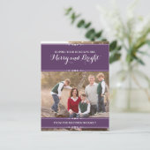 パープルシンプルシックなホリデーフォトポストカード シーズンポストカード (スタンド正面)