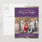 パープルシンプルシックなホリデーフォトポストカード シーズンポストカード (正面/裏面)