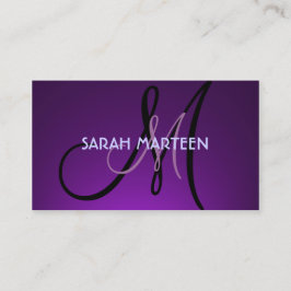 パープルシンプルテーマモノグラムカスタムカード 名刺