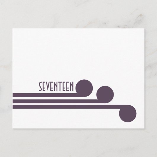 パープルシンプルデコシックなテーブル番号はがき ポストカード (正面)