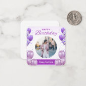 パープルシンプルハッピーバースデーカード ノートカード (正面/裏面インサイチュ)