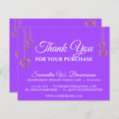 パープルシンプルハートクリーン金ゴールドありがとう (正面/裏面)