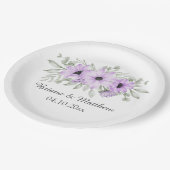 パープルシンプルフローラエレガント ペーパープレート (アングル)