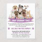 パープルシンプルフローラド図解入りの、写真付きのッグトリマー チラシ (正面)