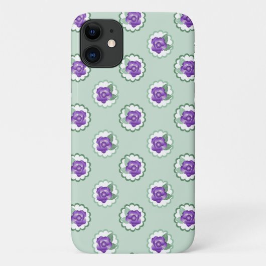 パープルシンプルフローラパターモダンン Case-Mate iPhoneケース (裏面)