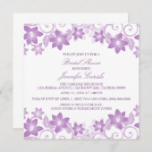 パープルシンプルフローラブライダルシャワー招待状 招待状 (正面/裏面)