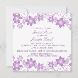 パープルシンプルフローラブライダルシャワー招待状 招待状