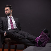 パープルシンプルボーリングピンデザイン ネクタイ