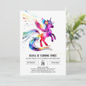 パープルシンプルユニコーンデジタル誕生日 招待状 (スタンド正面)